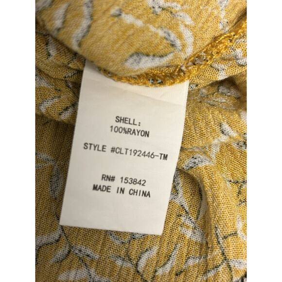 Melloday Yellow Gold Off Shoulder Floral Blouse Size XL - Picture 5 of 5